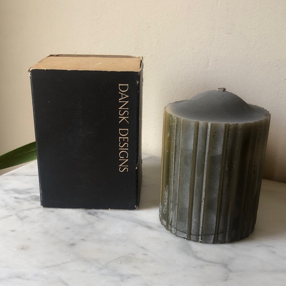 DANSK Olive Green Ribbed Pillar Candle